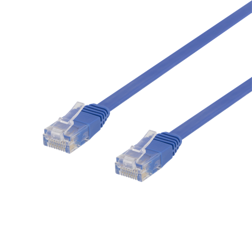 NÖRDIC Cat6 U/UTP flat nätverkskabel 2m 250MHz bandbredd och 10Gbps överföringshastighet blå