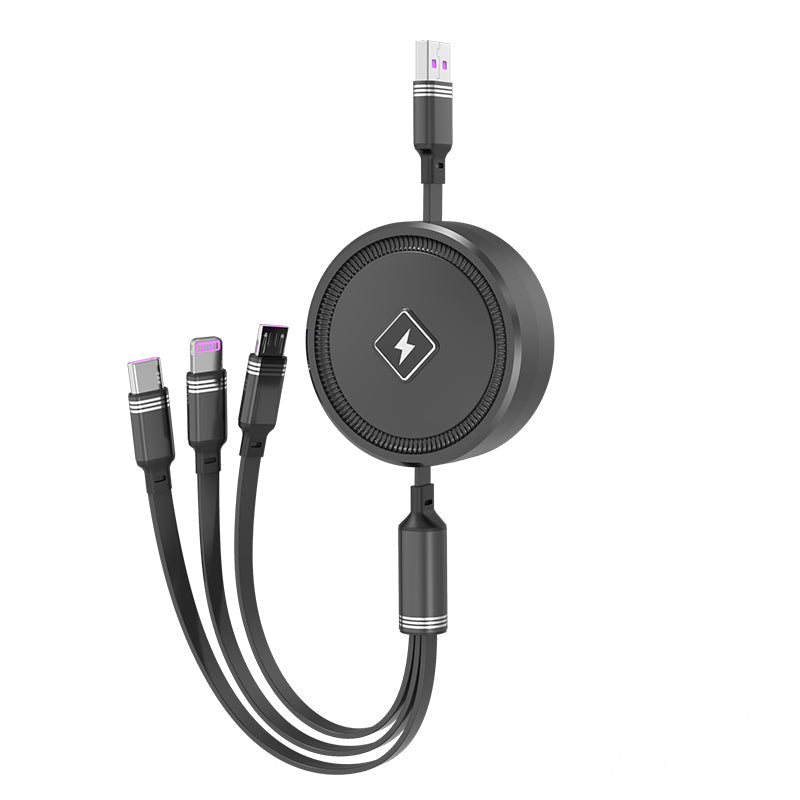 NÖRDIC Multiladdare kabel 1 till 3 USB-A till USB-C, Non MFI Lightning och Micro USB 1m Max 2,4A