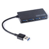 NÖRDIC powered 4-ports hubb USB 3.0 5Gbps med individuell switch 25cm kabel aluminium svart med nätdel