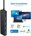powered 4-ports hubb USB 3.0 5Gbps med individuell switch 25cm kabel aluminium svart med nätdel