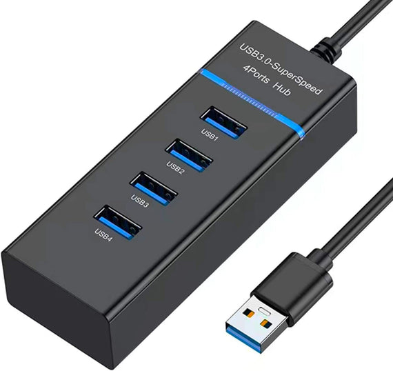 USB 3.0 4port 5Gbps hubb 25cm kabel svart