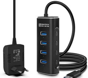 NÖRDIC Gen2 3.2 USB-A 4ports Powered Hubb 10Gbps 1m kabel individuell switch