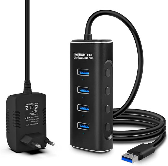 Gen2 3.2 USB-A 4ports Powered Hubb 10Gbps 1m kabel individuell switch