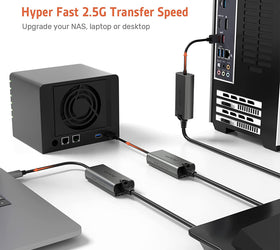 NÖRDIC USB-A till 2,5Gbps LAN Adapter 15cm kabel aluminium