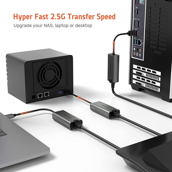 USB-A till 2,5Gbps LAN Adapter 15cm kabel aluminium