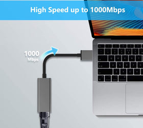 NÖRDIC USB-A 3.0 till Giga Ethernet Nätverksadapter 17cm Space Grey Aluminium