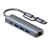 NÖRDIC USB Hubb USB-C eller A till 3xUSB-A 3.0 1xUSB-C 5Gbps 1xRJ45 Giga LAN