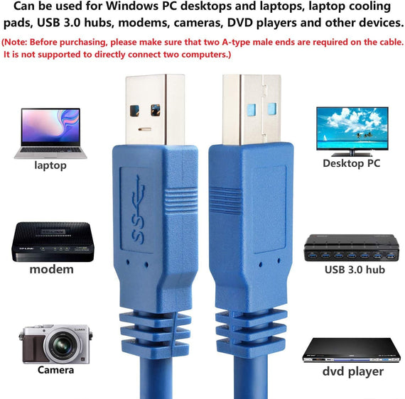 USB3.1 kabel typ A hane till typ A hane 5Gbps 1m USB3.0