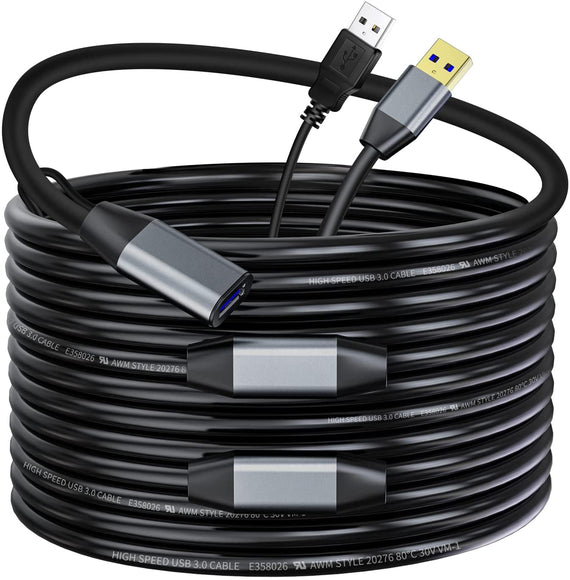 Aktiv 15m USB3.1 förlängningskabel 5Gbps USB A hane till hona för Xbox, PS5, Oculus, skrivare, scanner, Playstation, VR USB Extension Cable