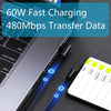 Vinklad USB-C till vinklad USB-C kabel 60W för synkning och snabbladdning svart 2m