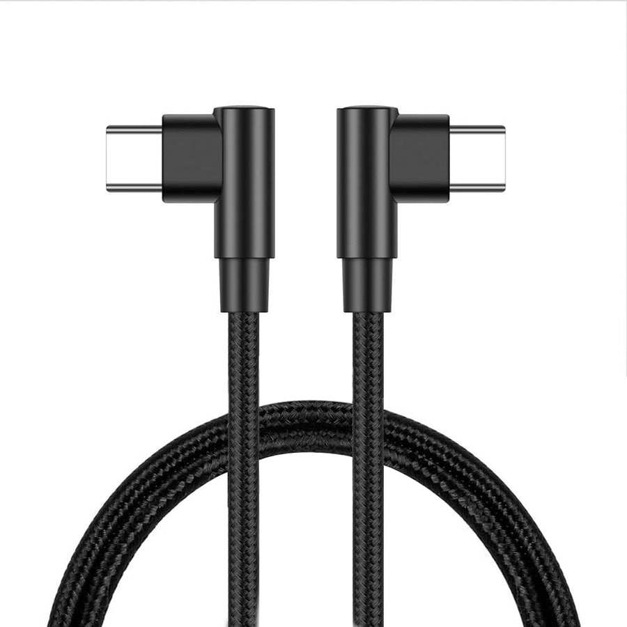 Vinklad USB-C till vinklad USB-C kabel 60W för synkning och snabbladdning svart 2m