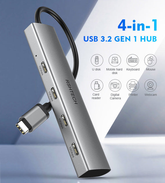 Gen2 3.2 USB-C 4ports Hubb 10Gbps 1m kabel 4xUSB-C