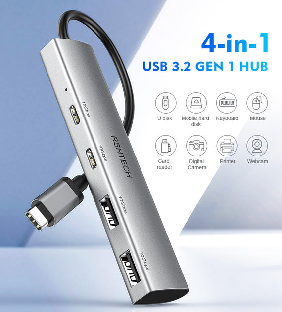 Gen2 3.2 USB-C 4ports Hubb 10Gbps 1m kabel 2xUSB-A 2xUSB-C