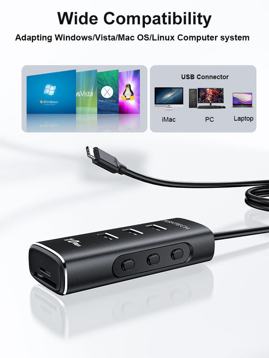 Gen2 3.2 USB-C 3ports Hubb 10Gbps 1m kabel 3xUSB-A 1xSD 1xTF kortläsaare