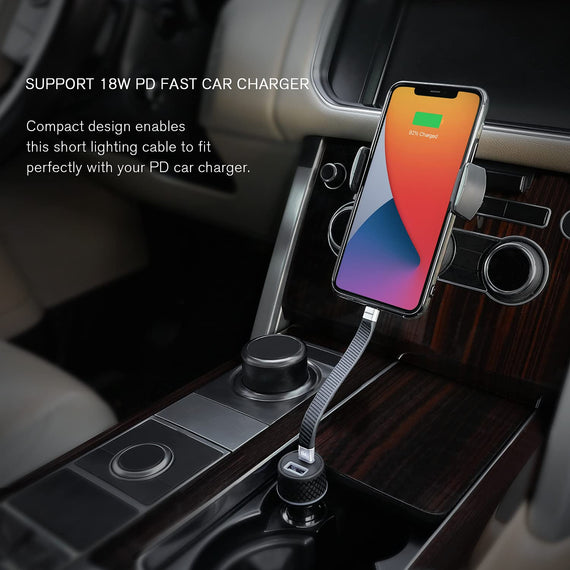 kort flatkabel 14cm USB-C till Lightning snabbladdning PD18W chipset C94