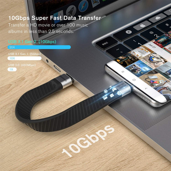 Flat Adapter USB3.2 Gen2 USB-C to C 10Gbps 5A 100W