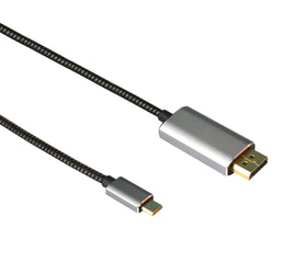 NÖRDIC 0,5m USBC till Displayport kabel UHD 4K 60Hz 21,6Gbps DP Alt Mode 1.2  HDCP, Aluminium kontakter Space Grey