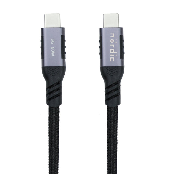 2m USB3.2 Gen1 USB-C till C nylonflätad kabel snabbladdning 3A 5Gbps Power Delivery PD 60W