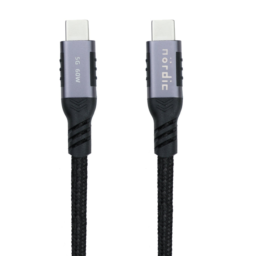 1,5m USB3.2 Gen1 USB-C till C nylonflätad kabel snabbladdning 3A 5Gbps Power Delivery PD 60W