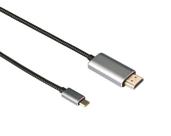 2m USBC till HDMI 4K 60Hz nylonflätad kabel space grey stöd för HDCP1.4 och 2.2 Ren koppar 99,99%