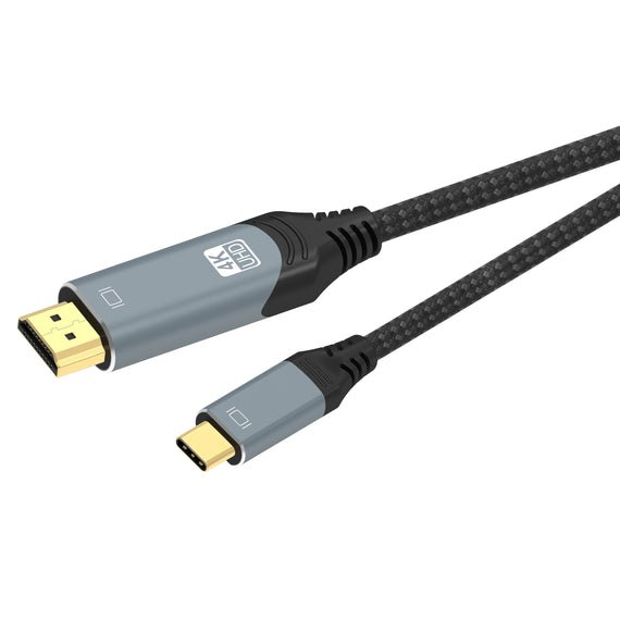 1m USBC till HDMI 4K 60Hz nylonflätad kabel space grey stöd för HDCP1.4 och 2.2