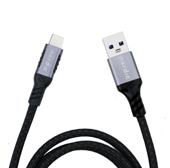 3m USB3.2 Gen1 USB-C till A nylonflätad kabel snabbladdning 3A 5Gbps Power Delivery PD 60W