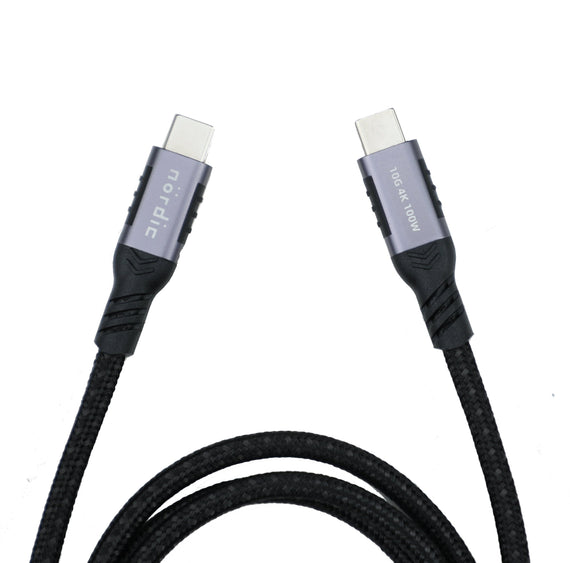 3m USB3.2 Gen2 SuperSpeed USB 10Gbps USB-C till C nylonflätad kabel med Power Delivery 100W, 4K60Hz video och Emarker