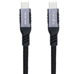 NÖRDIC 25cm USB3.2 Gen2 SuperSpeed USB 10Gbps USB-C till C nylonflätad kabel med Power Delivery 100W, 4K60Hz video och Emarker
