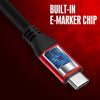 50cm USB3.2 Gen2 SuperSpeed USB 10Gbps USB-C till C nylonflätad kabel med Power Delivery 100W, 4K60Hz video och Emarker