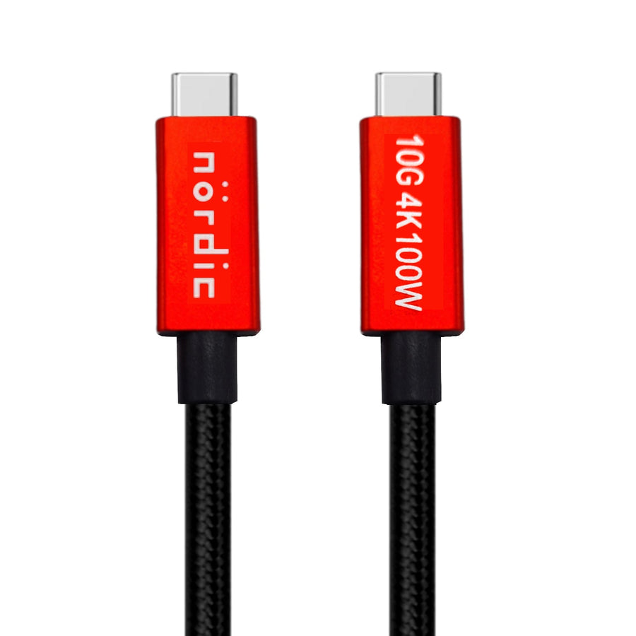 50cm USB3.2 Gen2 SuperSpeed USB 10Gbps USB-C till C nylonflätad kabel med Power Delivery 100W, 4K60Hz video och Emarker