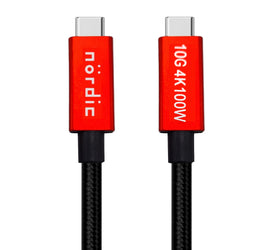 1m USB3.2 Gen2 SuperSpeed USB 10Gbps USB-C till C nylonflätad kabel med Power Delivery 100W, 4K60Hz video och Emarker