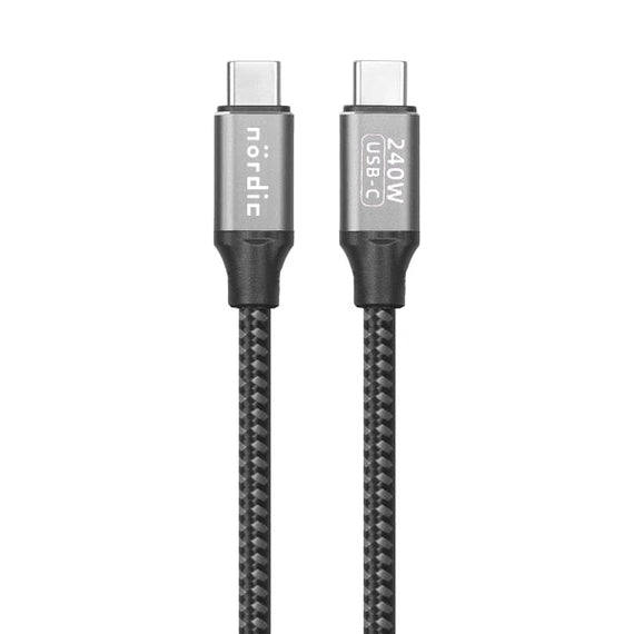 1,5m USB-C till C nylonflätad kabel snabbladdning med PD3.1 240W 48V 5A med Emarker