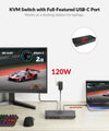 USB-C & HDMI KVM-switch 4 datorer 1 bildskärm, typ-c-portstöd 60W laddning för bärbar dator, 1080P@240Hz & 2560×1440@144Hz