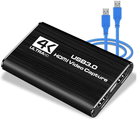 Video capture adapter USB3.0 HDMI output 4K 60Hz HDMI med Loop Mikrofon och audio out HDMI Signal Loop Out