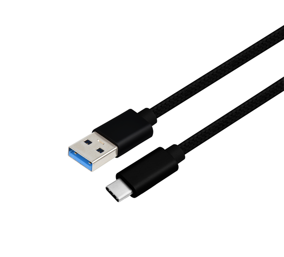 2m USB3.2 Gen1 USB-C till A nylonflätad kabel snabbladdning 3A 5Gbps Power Delivery PD 60W svart