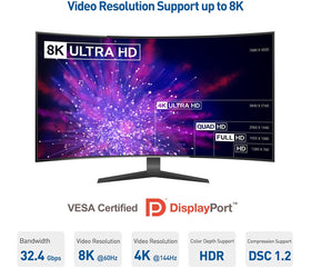 NÖRDIC CERTIFIED CABLES 3m VESA Certified Displayport 2.1 kabel DP40 UHBR10 40Gbps 8K60H 4K144Hz