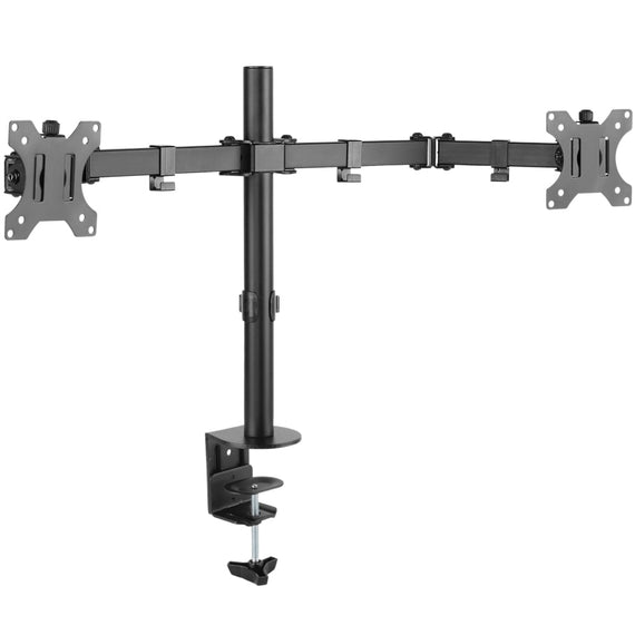Monitorarm bordsfäste för dubbla skärmar 13-32 tum i stål, lutbar, roterbar och vridbar, svart, skärmfäste