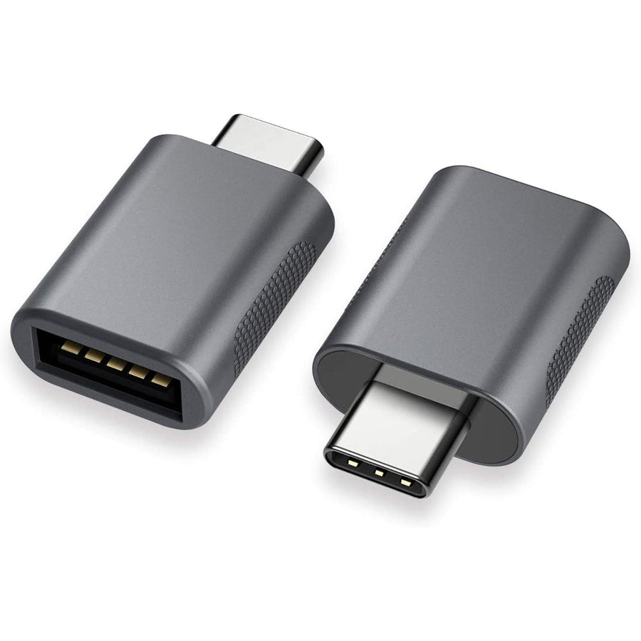 NÖRDIC USB-A 3.1 OTG hona till USB C hane adapter Aluminium grå OTG USB-C adapter synk och laddning