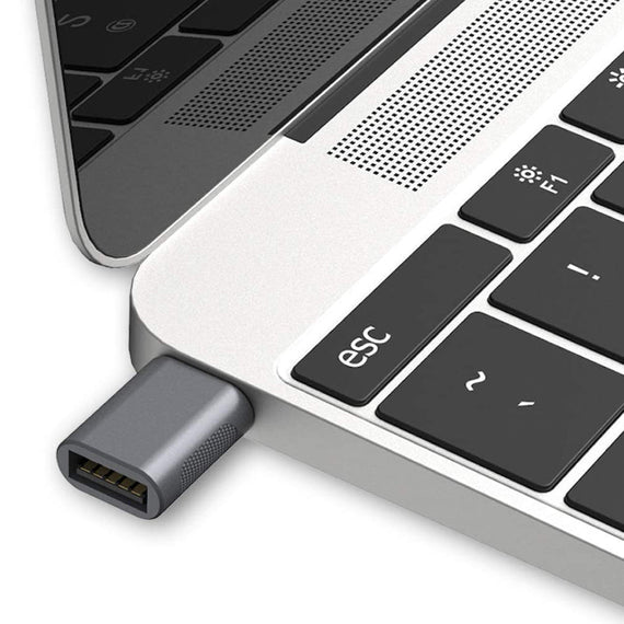 USB-A 3.1 OTG hona till USB C hane adapter Aluminium grå OTG USB-C adapter synk och laddning