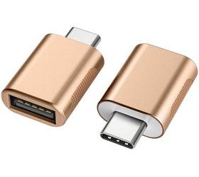 NÖRDIC OTG USB-A 3.1 OTG hona till USB C hane adapter Aluminium gold OTG USB-C adapter synk och laddning