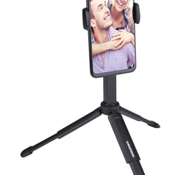 Grundig selfie stick med stativ lämplig för smartphones i svart, 5×6,5×24,5 cm