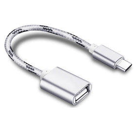 USB-A OTG till USBC 3.1 Gen 1 adapter aluminium 30cm silver