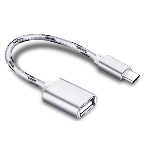 USB-A OTG till USBC 3.1 Gen 1 adapter aluminium 30cm silver