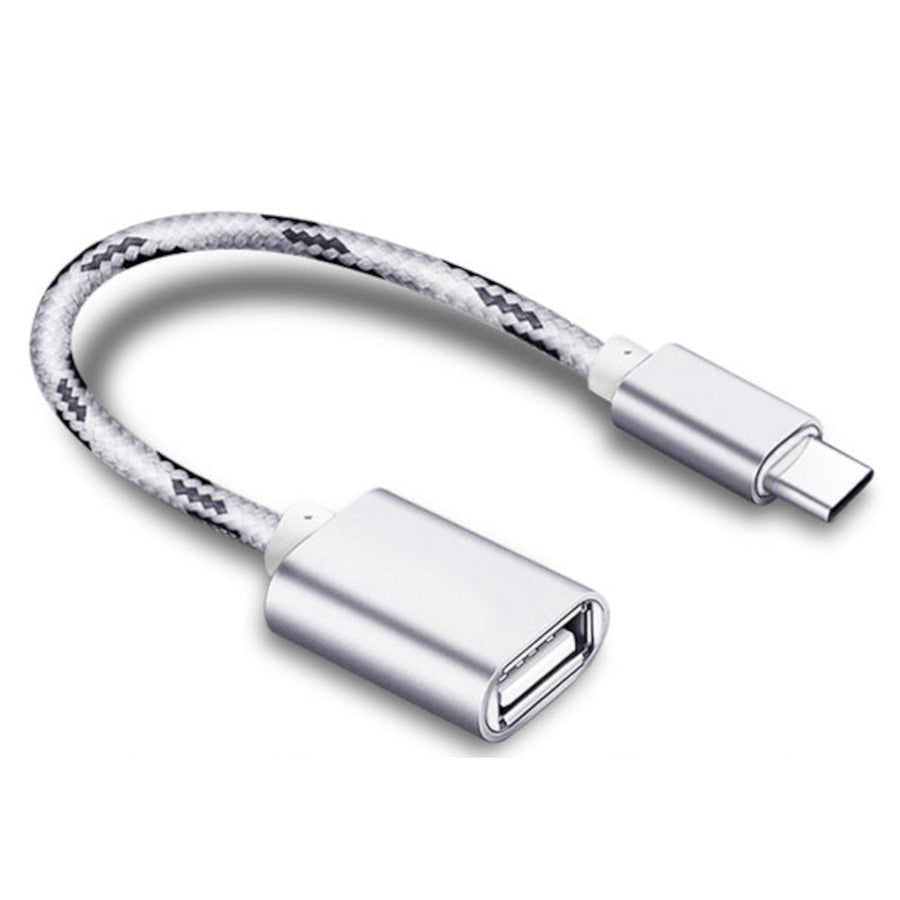 NÖRDIC USB-A OTG till USBC 3.1 Gen 1 adapter aluminium 30cm silver