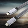 NÖRDIC 2m Platt USB3.2 Gen2 SuperSpeed USB 10Gbps USB-C till C nylonflätad kabel med Power Delivery 100W, 4K60Hz video och Emarker