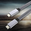 1,5m Platt USB3.2 Gen2 SuperSpeed USB 10Gbps USB-C till C nylonflätad kabel med Power Delivery 100W, 4K60Hz video och Emarker